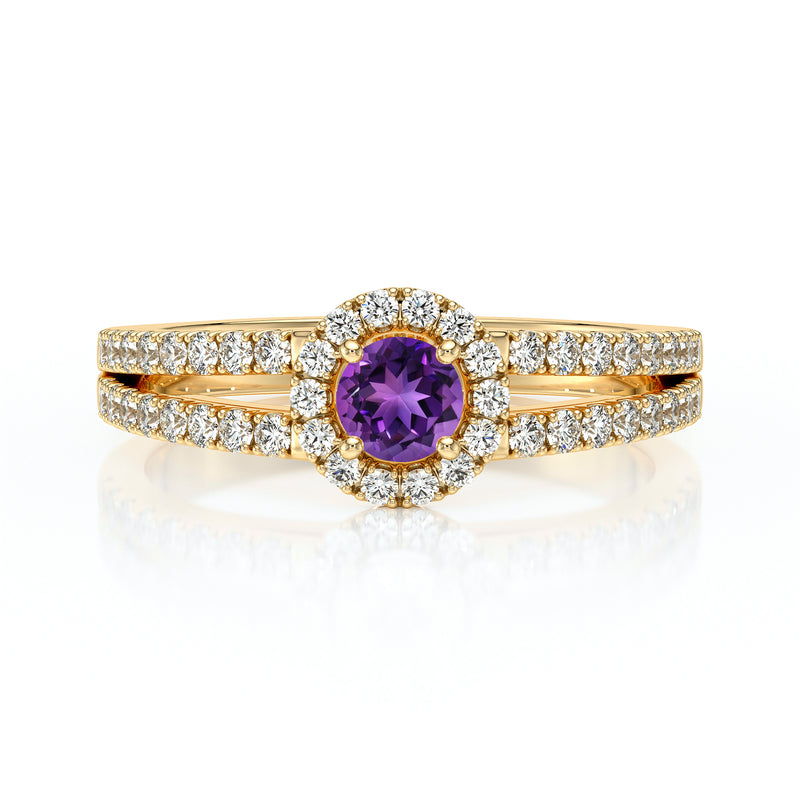 Bague entourage améthyste et diamant Promets Moi - 9