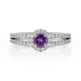 Bague entourage améthyste et diamant Promets Moi - 9