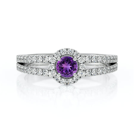 Bague entourage améthyste et diamant Promets Moi - 9