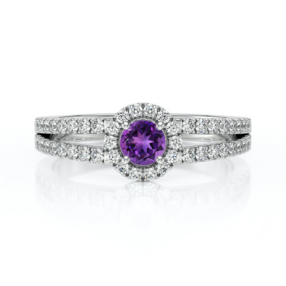 Bague entourage améthyste et diamant Promets Moi - 9