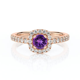 Bague entourage améthyste et diamant Coup de Foudre - 1