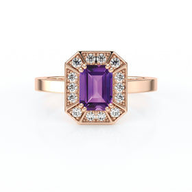 Bague entourage améthyste et diamant Coup de Foudre - 11