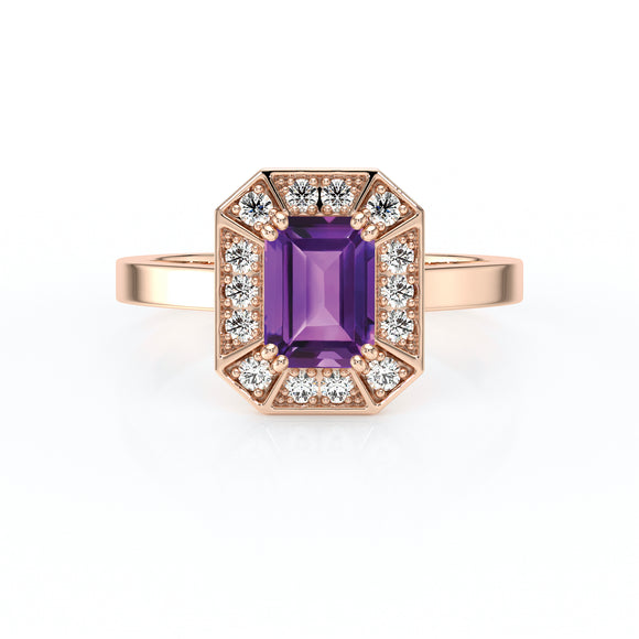 Bague entourage améthyste et diamant Coup de Foudre - 11