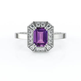 Bague entourage améthyste et diamant Coup de Foudre - 11