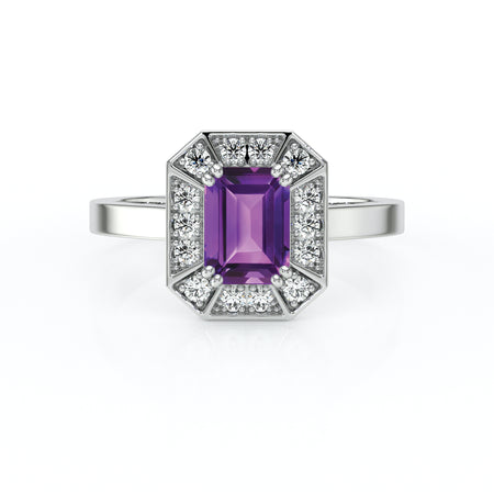 Bague entourage améthyste et diamant Coup de Foudre - 11