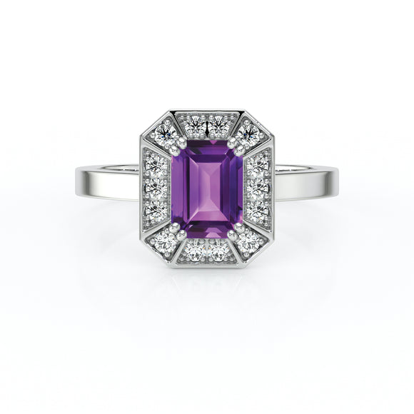 Bague entourage améthyste et diamant Coup de Foudre - 11