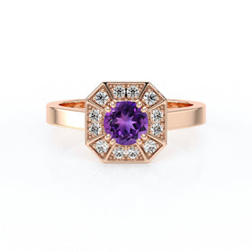 Bague entourage améthyste et diamant Coup de Foudre - 12
