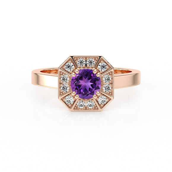Bague entourage améthyste et diamant Coup de Foudre - 12