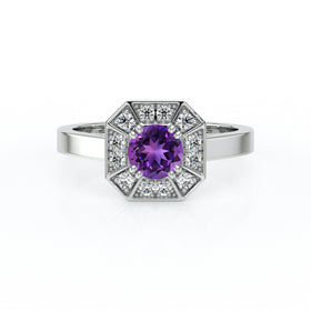 Bague entourage améthyste et diamant Coup de Foudre - 12