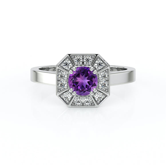 Bague entourage améthyste et diamant Coup de Foudre - 12