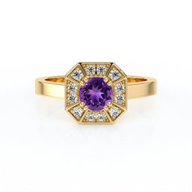 Bague entourage améthyste et diamant Coup de Foudre - 12