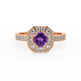 Bague entourage améthyste et diamant Coup de Foudre - 13