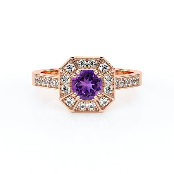 Bague entourage améthyste et diamant Coup de Foudre - 13