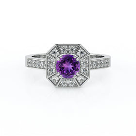 Bague entourage améthyste et diamant Coup de Foudre - 13