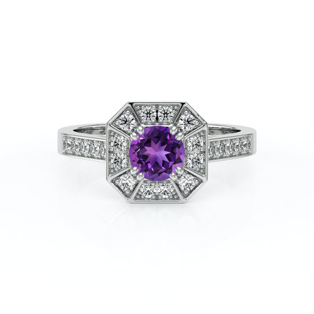 Bague entourage améthyste et diamant Coup de Foudre - 13