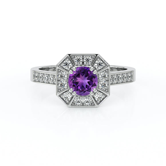 Bague entourage améthyste et diamant Coup de Foudre - 13
