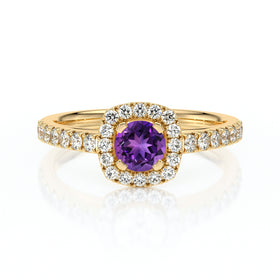 Bague entourage améthyste et diamant Coup de Foudre - 1