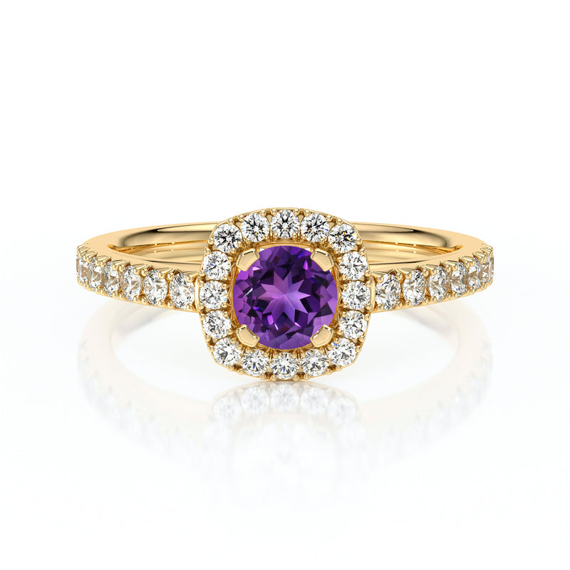 Bague entourage améthyste et diamant Coup de Foudre - 1