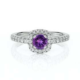 Bague entourage améthyste et diamant Coup de Foudre - 1