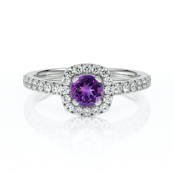 Bague entourage améthyste et diamant Coup de Foudre - 1