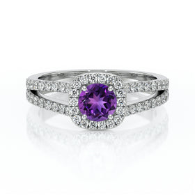 Bague entourage améthyste et diamant Coup de Foudre - 2