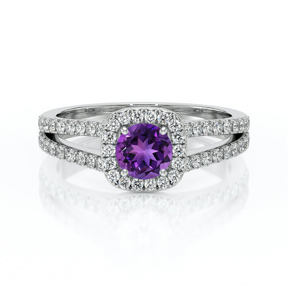 Bague entourage améthyste et diamant Coup de Foudre - 2