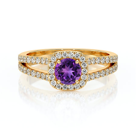 Bague entourage améthyste et diamant Coup de Foudre - 2