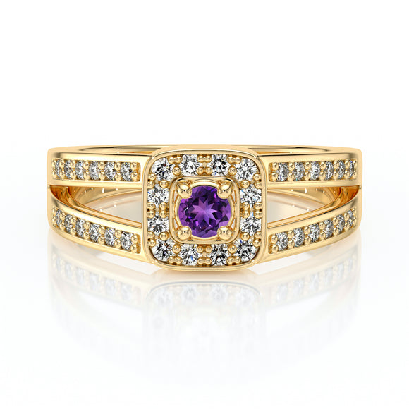 Bague entourage améthyste et diamant Coup de Foudre - 3