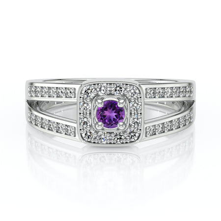 Bague entourage améthyste et diamant Coup de Foudre - 3