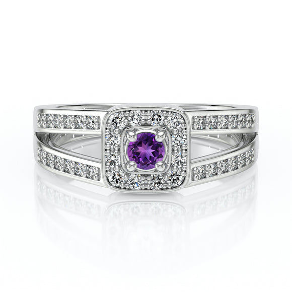 Bague entourage améthyste et diamant Coup de Foudre - 3
