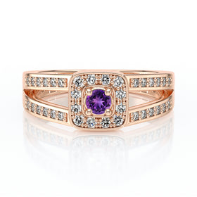 Bague entourage améthyste et diamant Coup de Foudre - 3