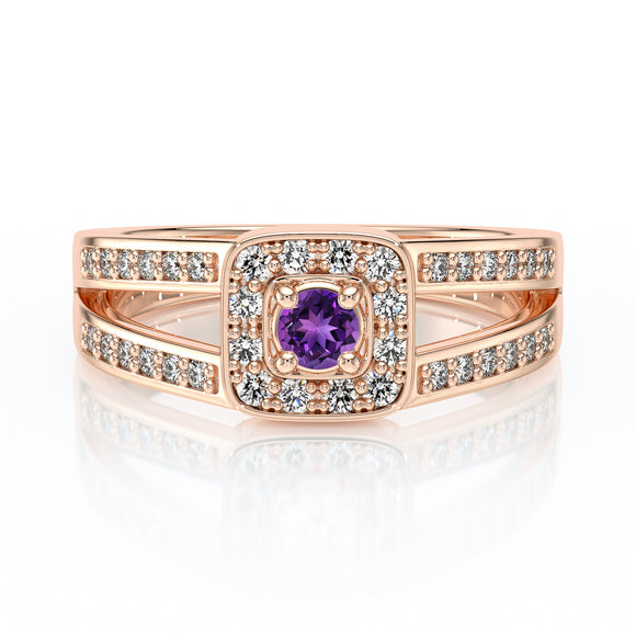 Bague entourage améthyste et diamant Coup de Foudre - 3