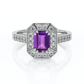 Bague entourage améthyste et diamant Coup de Foudre - 6