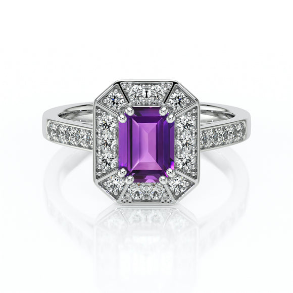 Bague entourage améthyste et diamant Coup de Foudre - 6