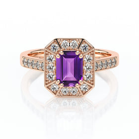 Bague entourage améthyste et diamant Coup de Foudre - 6