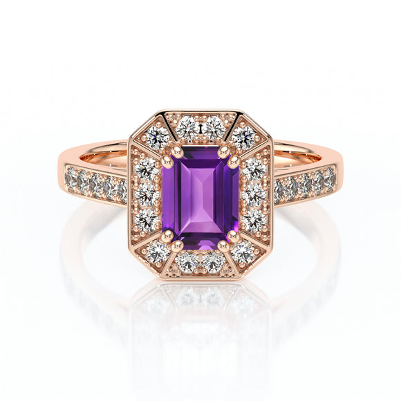 Bague entourage améthyste et diamant Coup de Foudre - 6