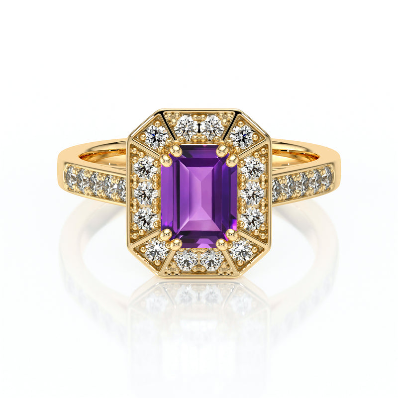 Bague entourage améthyste et diamant Coup de Foudre - 6