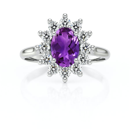 Bague entourage améthyste et diamant Pompadour