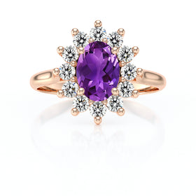 Bague entourage améthyste et diamant Pompadour