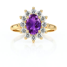 Bague entourage améthyste et diamant Pompadour