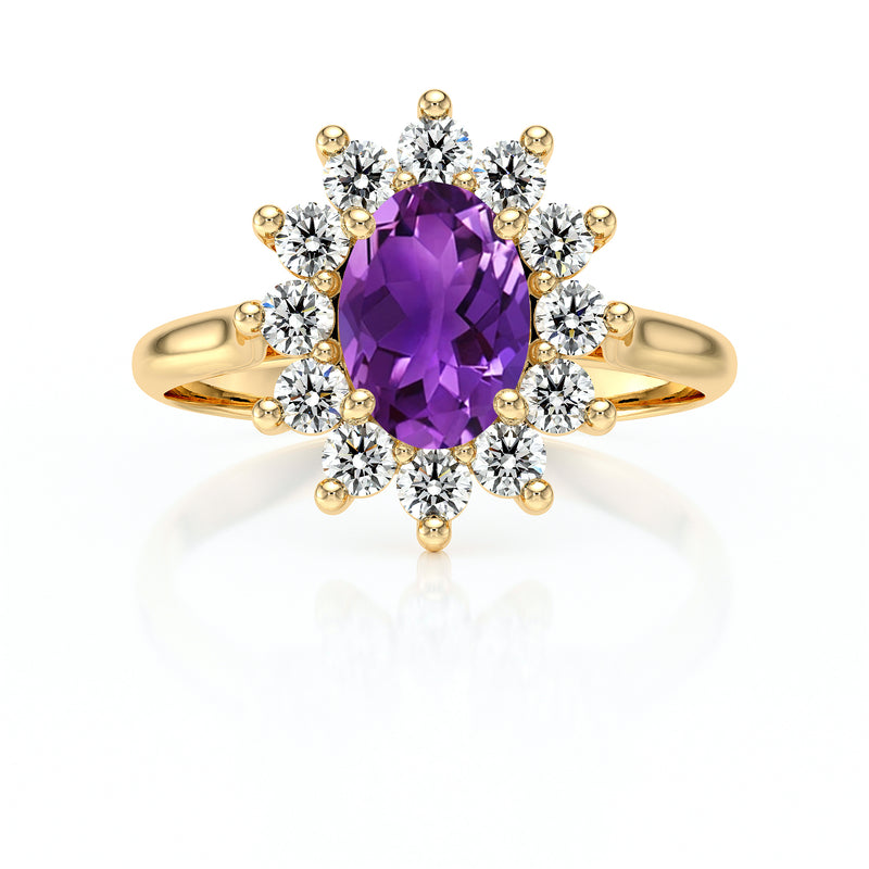 Bague entourage améthyste et diamant Pompadour