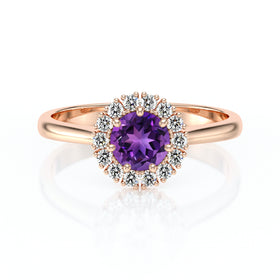 Bague entourage améthyste et diamant Pour la Vie - 7