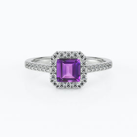Bague entourage améthyste et diamant Promets Moi - 1