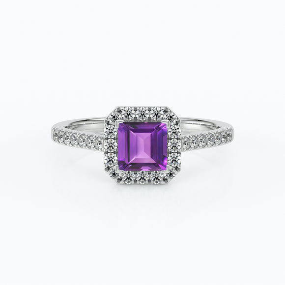Bague entourage améthyste et diamant Promets Moi - 1