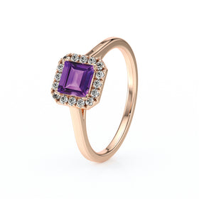 Bague entourage améthyste et diamant Promets Moi - 11