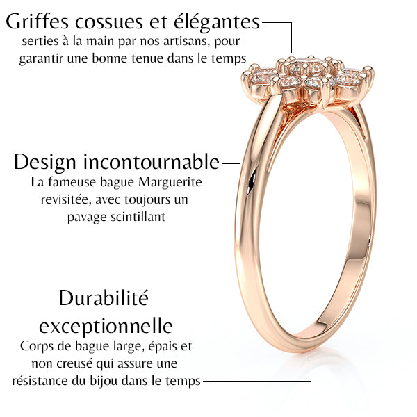 Bague entourage diamant Marguerite - 1