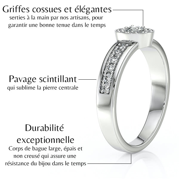 Bague entourage diamant noir Pour la Vie - 3