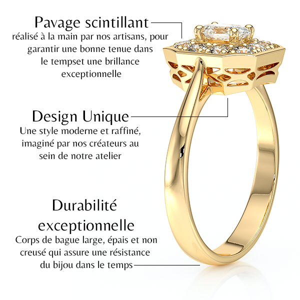 Bague entourage saphir et diamant Pour la Vie - 5