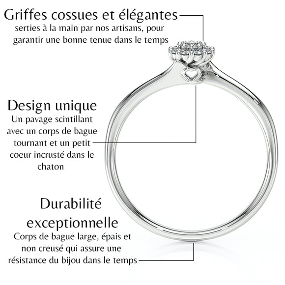 Bague entourage diamant noir Pour la Vie - 6
