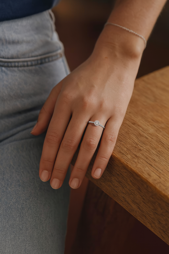 Bague entourage diamant Pour la Vie - 1